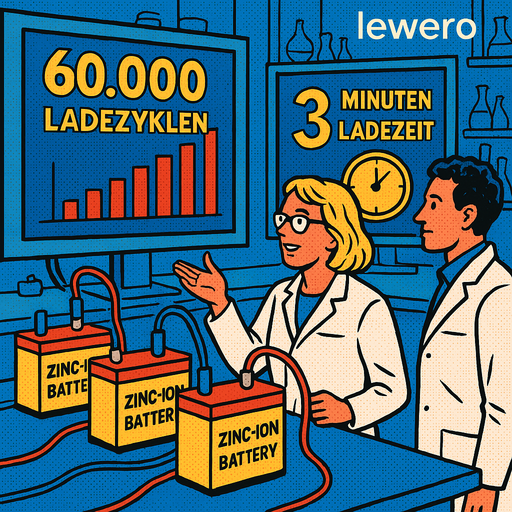 Innovativer Zink?Akku: 3 Minuten?Ladung, 60.000 Ladezyklen
